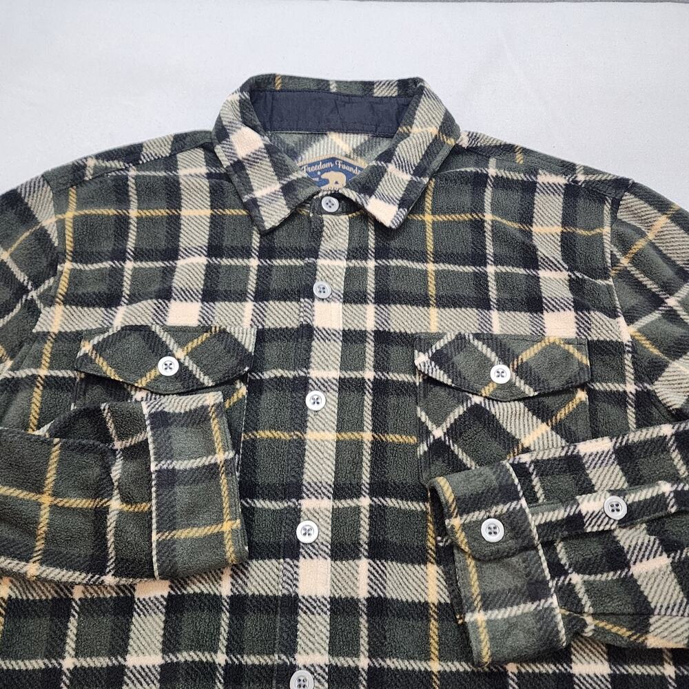 Freedom Foundry Men's Green Fleece‎ Plaid Jacket Large Dry Goods Co Trademark